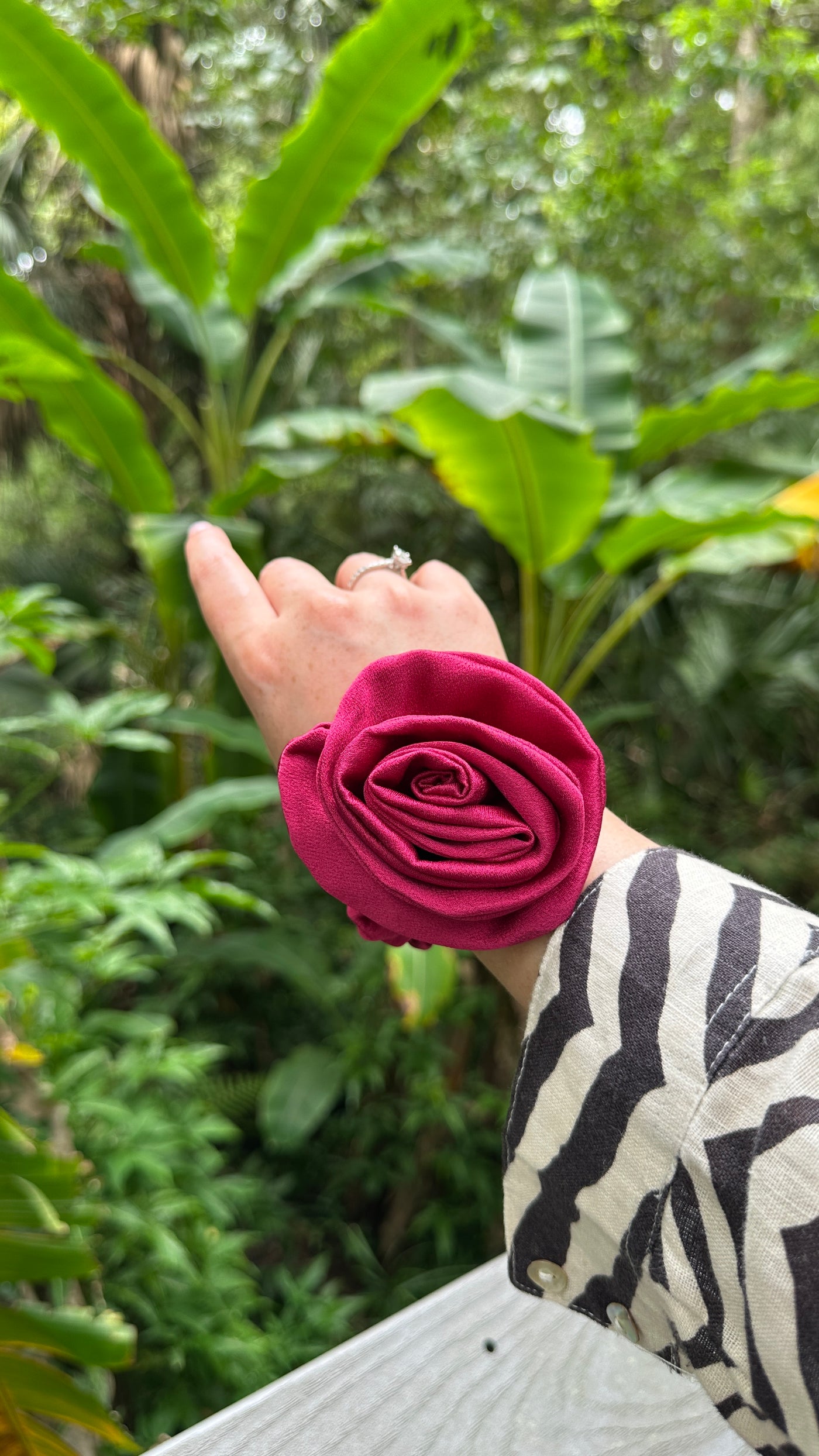 Rosé flower scrunchie