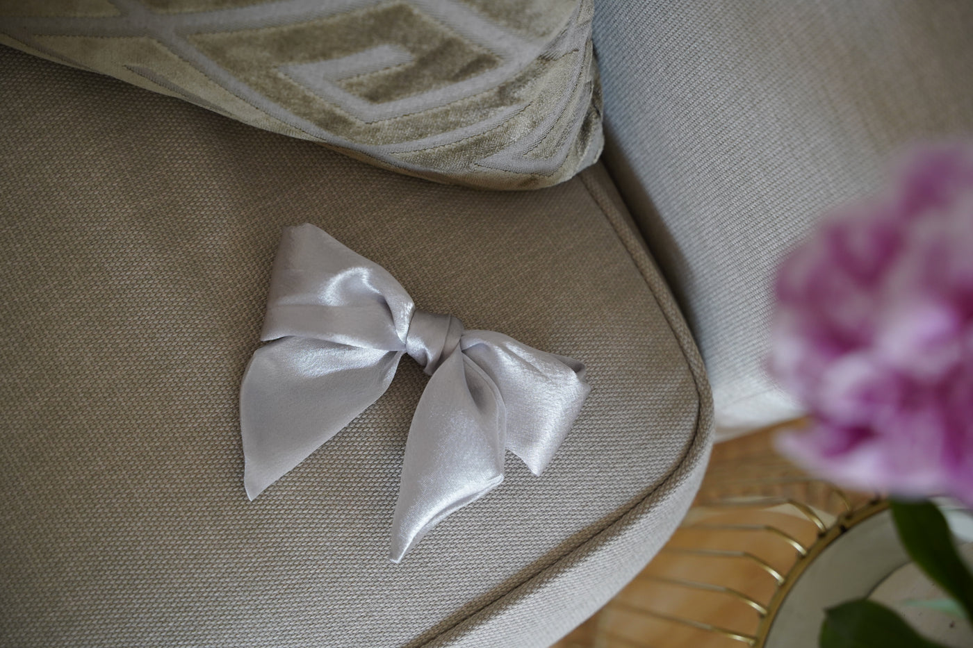 Sage bow barrette