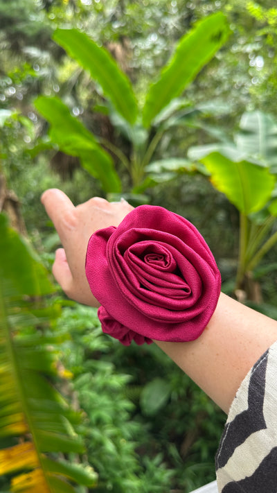 Rosé flower scrunchie