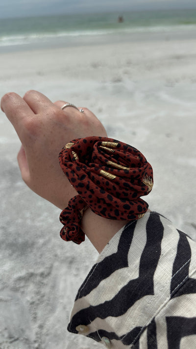 Jungle chic flower scrunchie