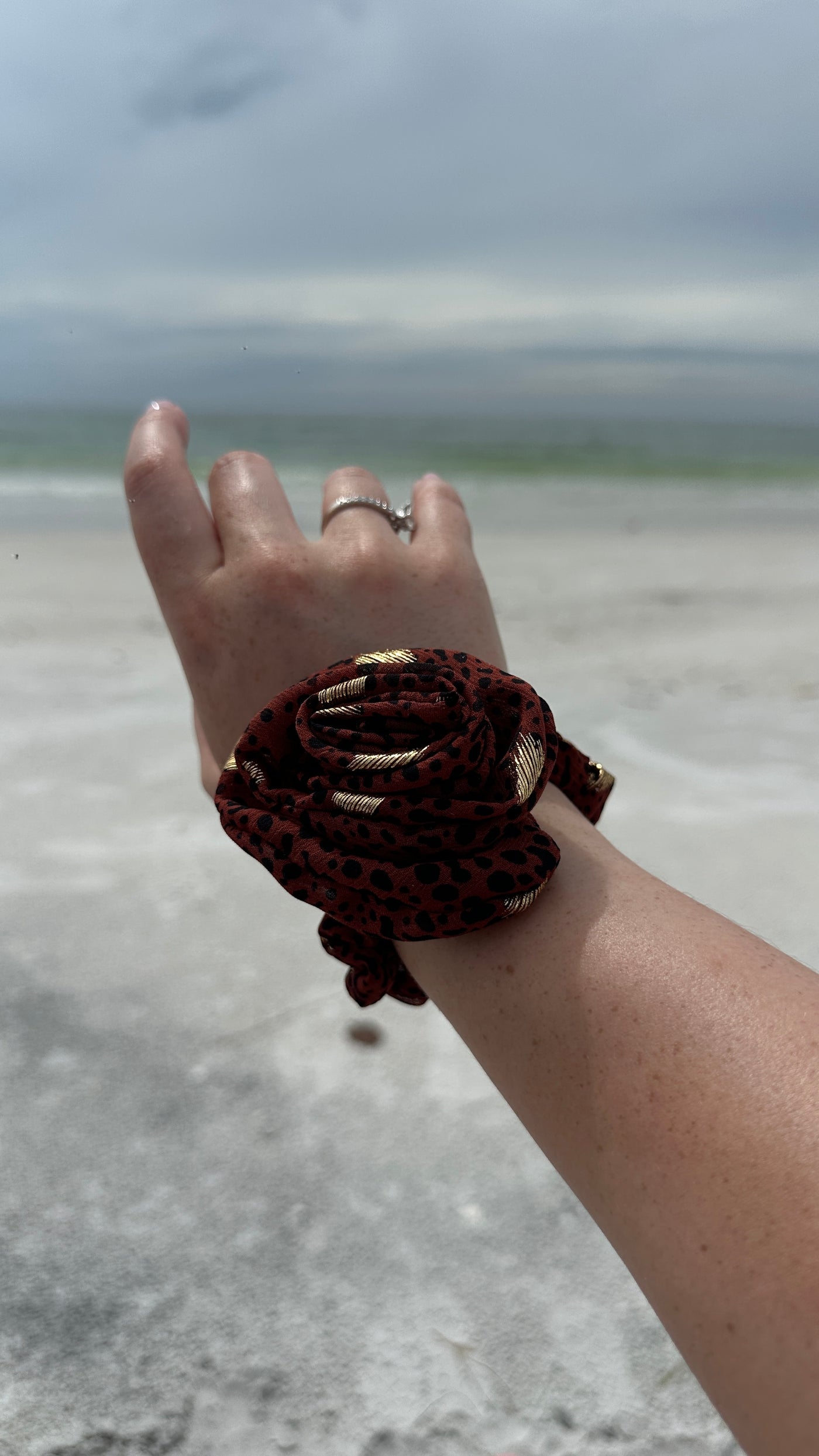 Jungle chic flower scrunchie