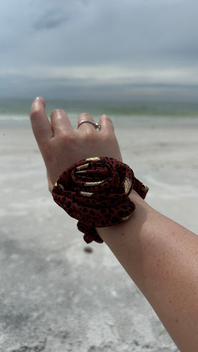 Jungle chic flower scrunchie